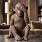 Ślepa małpa „Nie widzę zła”, statuetka z żywicy Sapiens, jedna z trzech mądrych małp, dekoracja, brązowe vintage’owe wykończenie, 40 cm