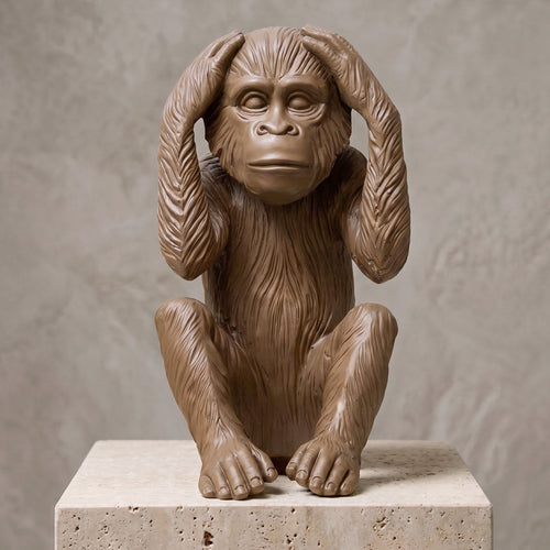 Deaf Monkey Resin Statue Hear No Evil One Of The Three Wise Monkeys 40 Cm Tall Decor