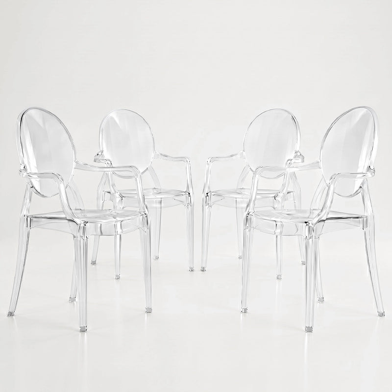 Conjunto de 4 cadeiras de jantar - Transparentes - Design com braços - Arthur