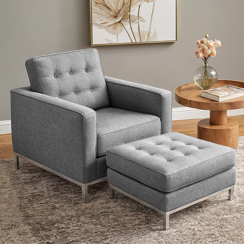Konel Armchair with Matching Ottoman- Cashmere