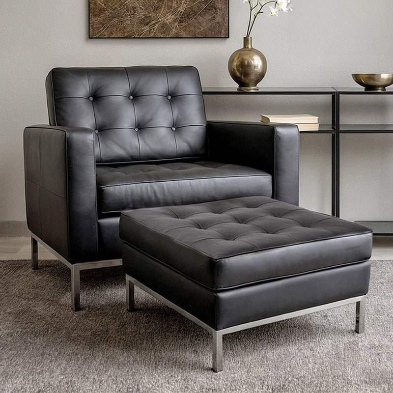 Fauteuil Konel avec pouf assorti - Similicuir