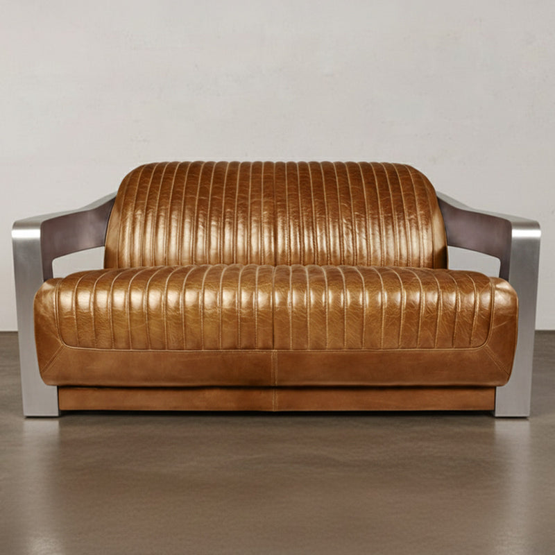 Divano di design Churchill Lounge 2 posti in pelle e acciaio inossidabile