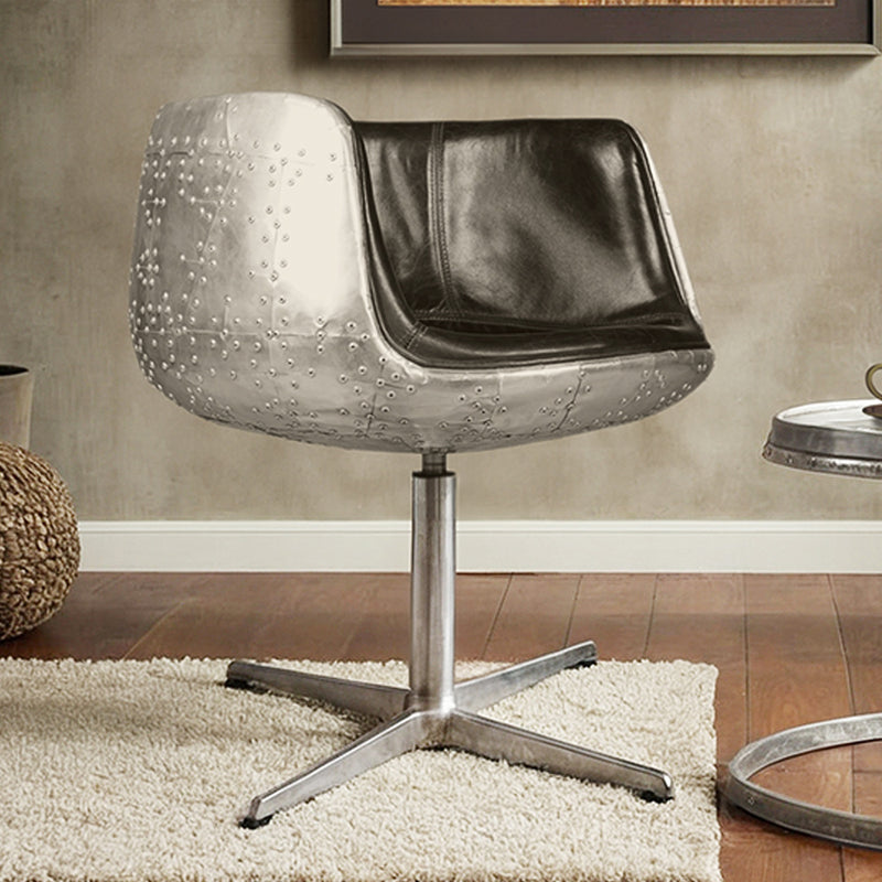 Fauteuil lounge - fauteuil design - cuir et métal - cognac