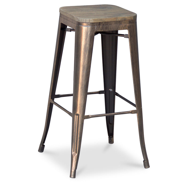 Barhocker im Industriedesign - Holz und Stahl - 76cm - Stylix
