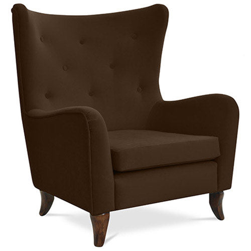 Cadeirão de design vintage Katrine com capitoné - Tecido