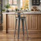 Sgabello da bar Stylix con schienale basso - Metallo e legno scuro - 76 cm
