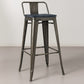 Sgabello da bar Stylix con schienale basso - Metallo e legno scuro - 76 cm