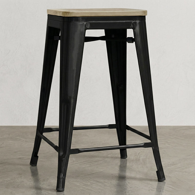 Sgabello Stylix - 61cm - Metallo e legno chiaro