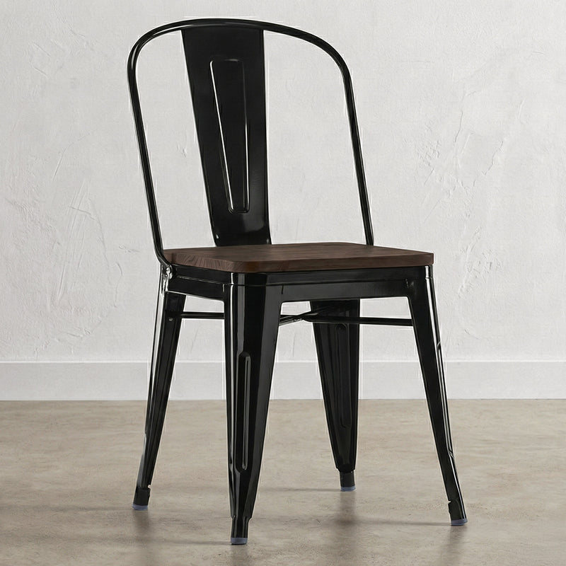Sedia quadrata Stylix - Metallo e legno scuro