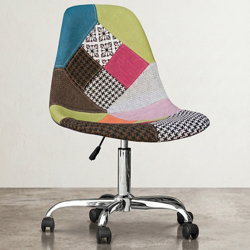 Office Chair with Wheels - Desk Chair - Upholstered in Patchwork -  Simona - gallery 11