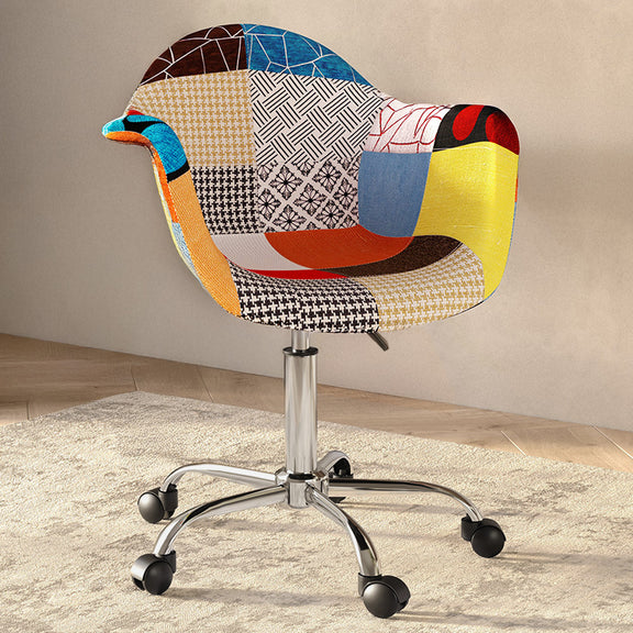 Office Chair with Armrests - Desk Chair with Wheels - Upholstered in Patchwork - Patty - gallery 11