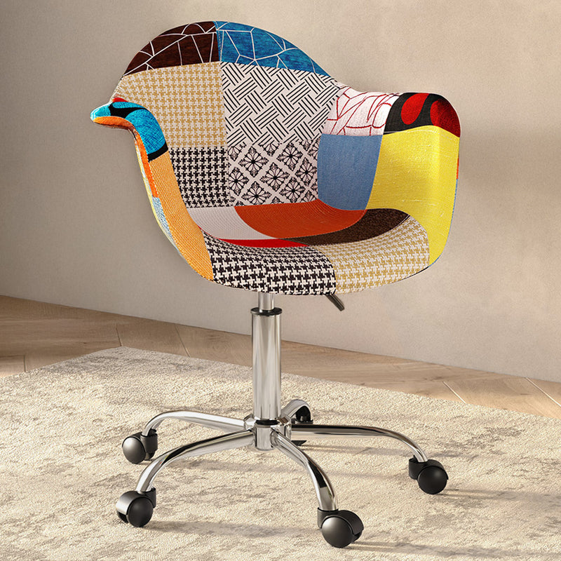 Office Chair with Armrests - Desk Chair with Wheels - Upholstered in Patchwork - Patty - gallery 11