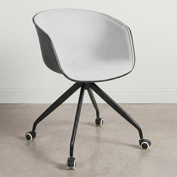 Upholstered Office Chair with Armrests - Desk Chair with Castors - Black and White - Jodie - gallery 13