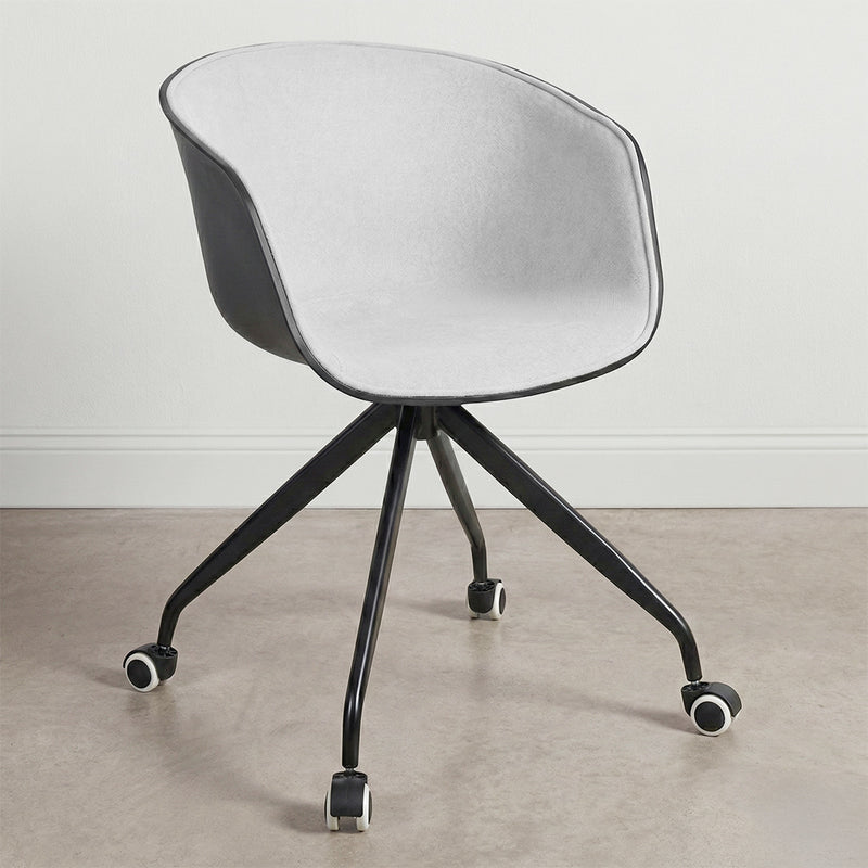 Upholstered Office Chair with Armrests - Desk Chair with Castors - Black and White - Jodie - gallery 13