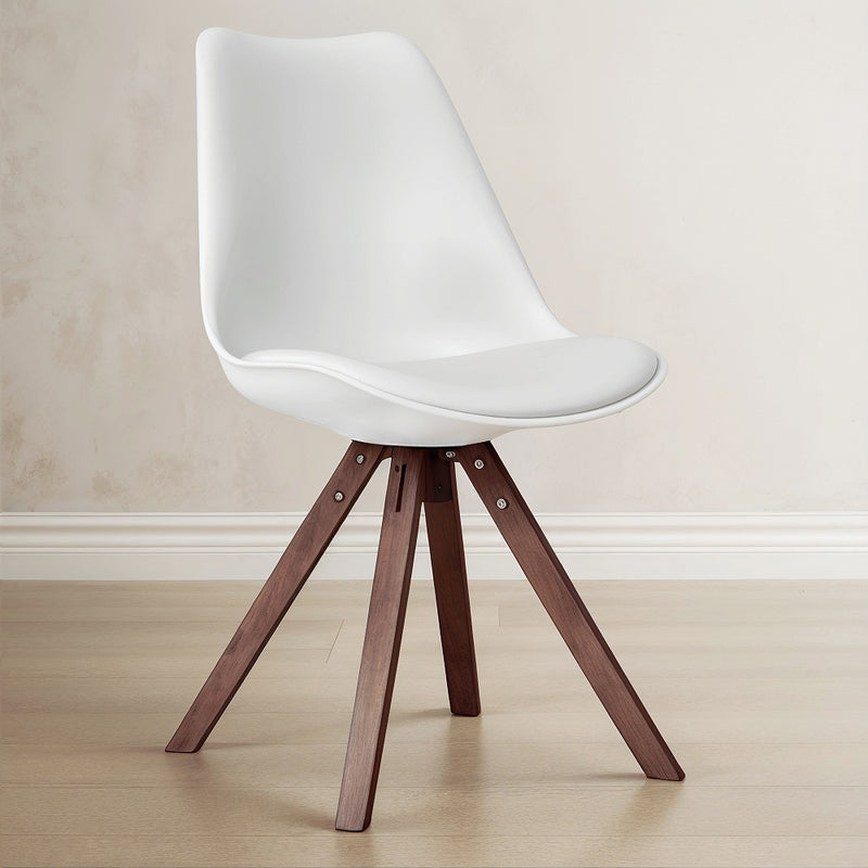 Cadeira de sala de jantar Denisse, estilo escandinavo, design premium, pernas escuras, com almofada