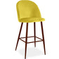 Velvet Upholstered Bar Stool Scandinavian Design with Dark Metal Legs - Evelyne
