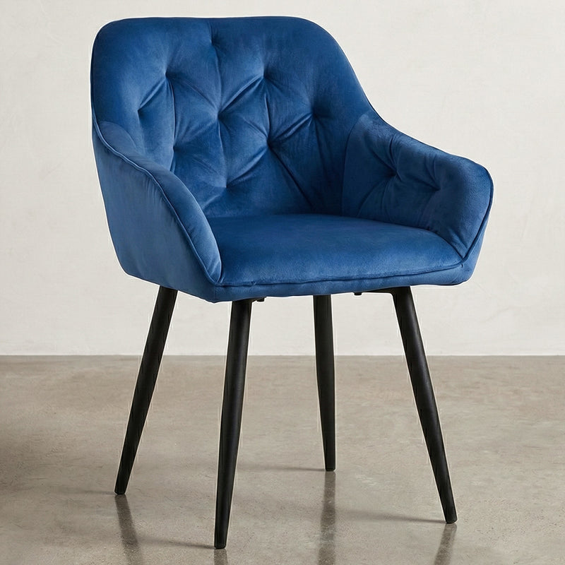 Chaise de salle à manger d'appoint en velours au design scandinave rétro avec pieds en bois - Alene