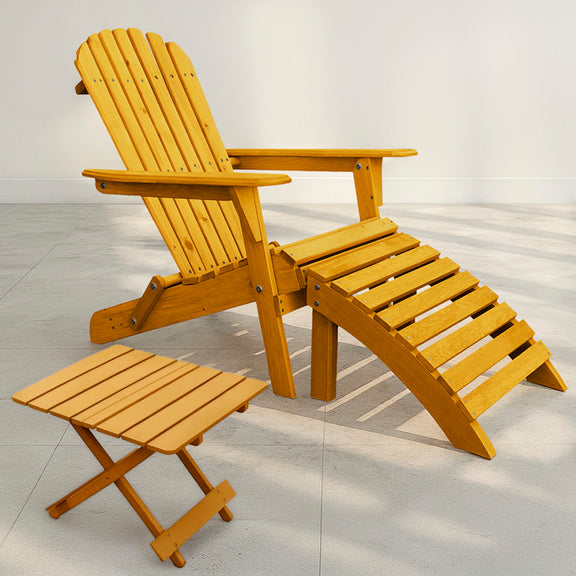Outdoor Chair with Footstool and Outdoor & Garden Table - Wood - Alana - gallery 7