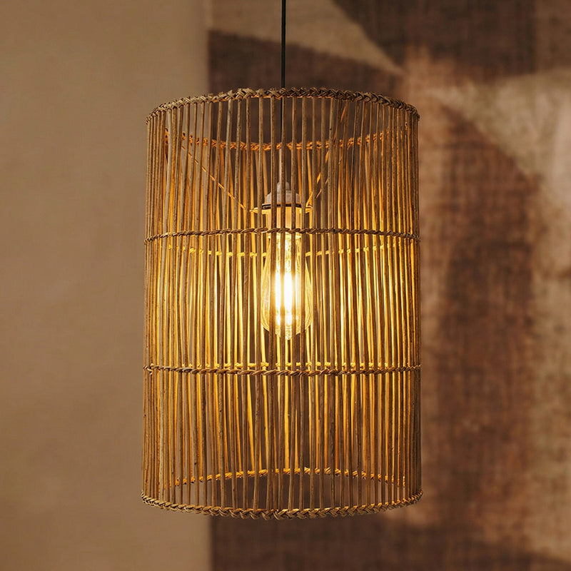 Hanging Lamp Boho Style Natural Rattan - An