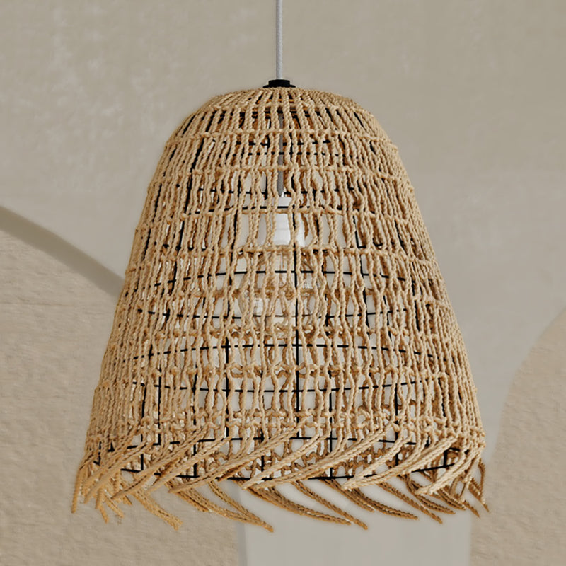 Lampe suspendue style bohème en rotin naturel - Linei