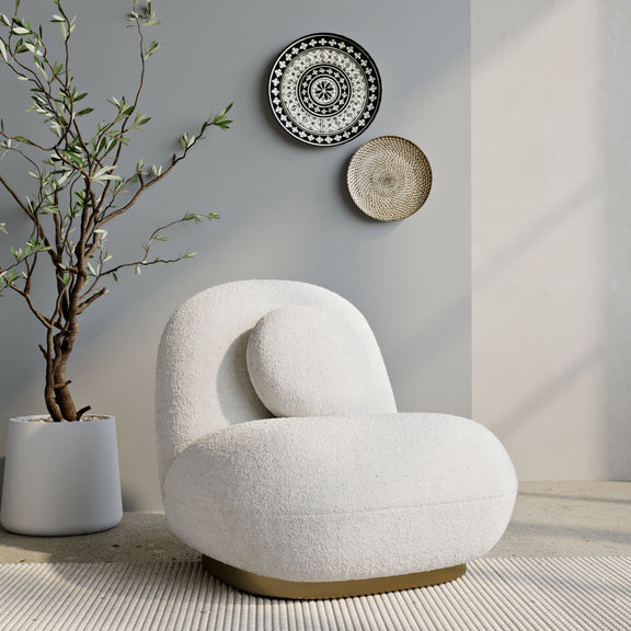 Bouclé fabric upholstered armchair - Larry - gallery 4