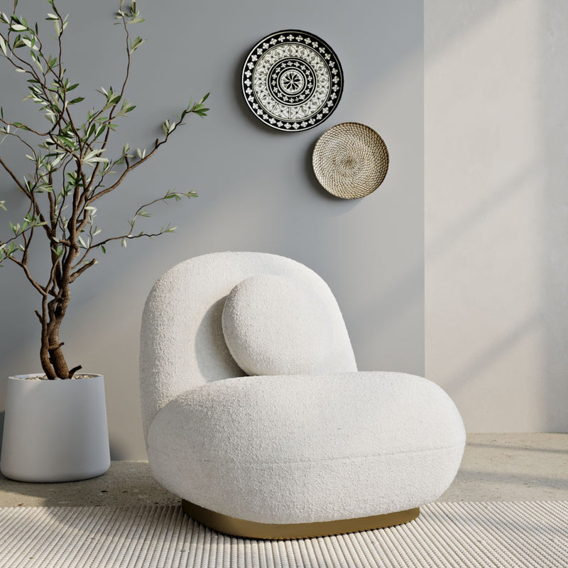 Bouclé fabric upholstered armchair - Larry - gallery 4