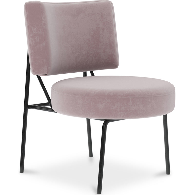 Velvet Upholstered Armchair - Light Pink - Jerna