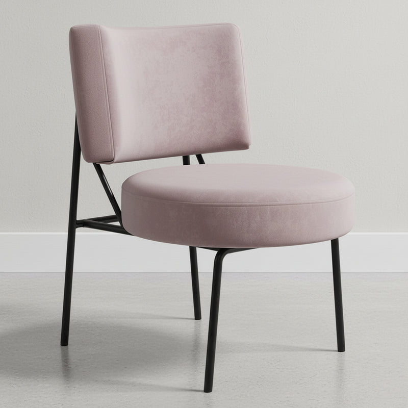 Velvet Upholstered Armchair - Light Pink - Jerna
