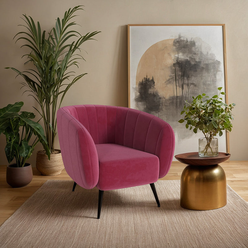 Armchair with Armrests - Upholstered in Velvet - Cognac - Nuba