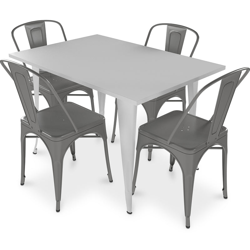 Pack Table à manger et 4 Chaises à manger Design industriel - Nouvelle édition- Bistrot Stylix