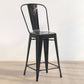 Banco de bar com encosto ao estilo Tolix, com design industrial em metal - 60 cm - Nova edição