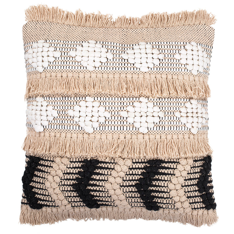 Square Cotton Cushion in Boho Bali Style, cover + filling  - Herai