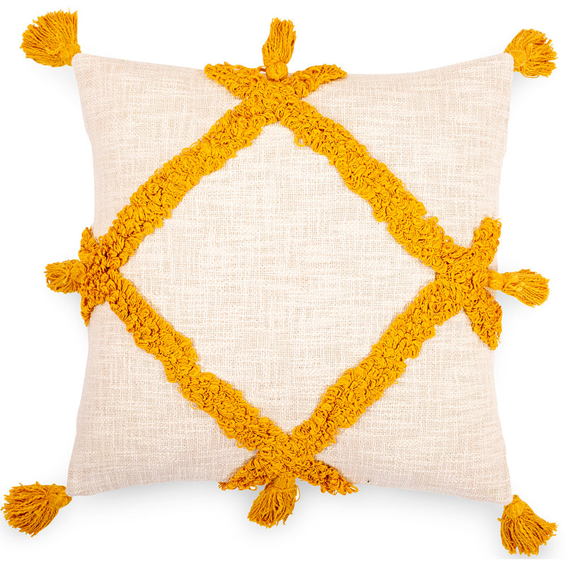 Almofada quadrada de algodão ao estilo Boho Bali, capa + enchimento - Frewla