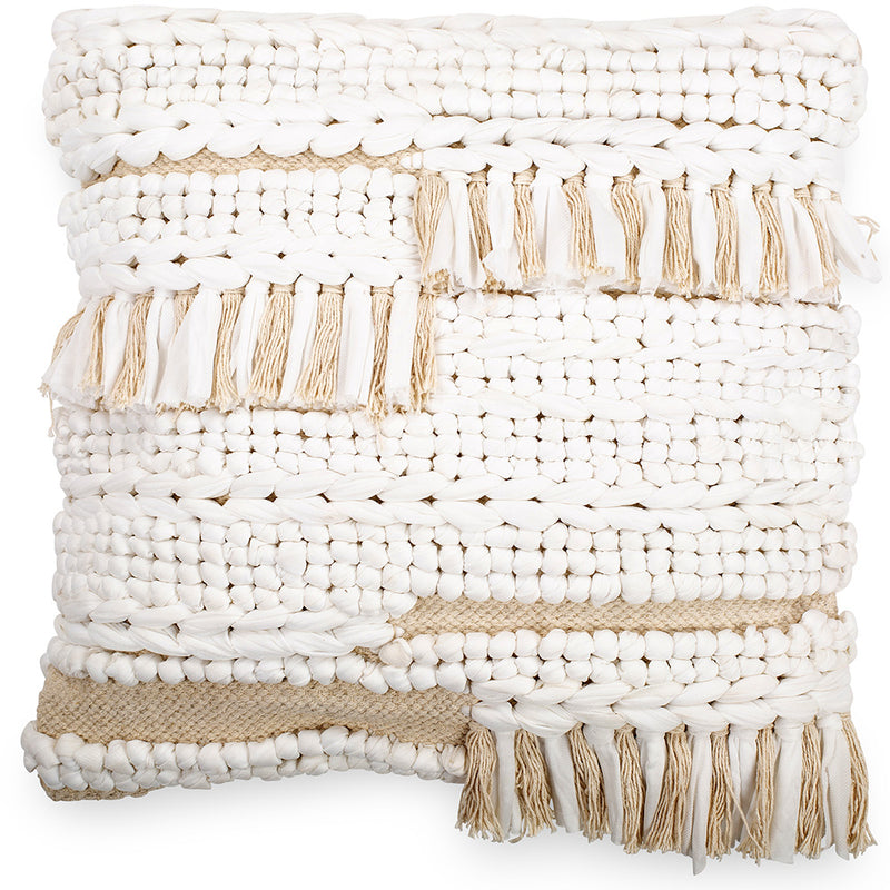 Almofada quadrada de fio reciclado ao estilo Boho Bali, capa + enchimento - Christina