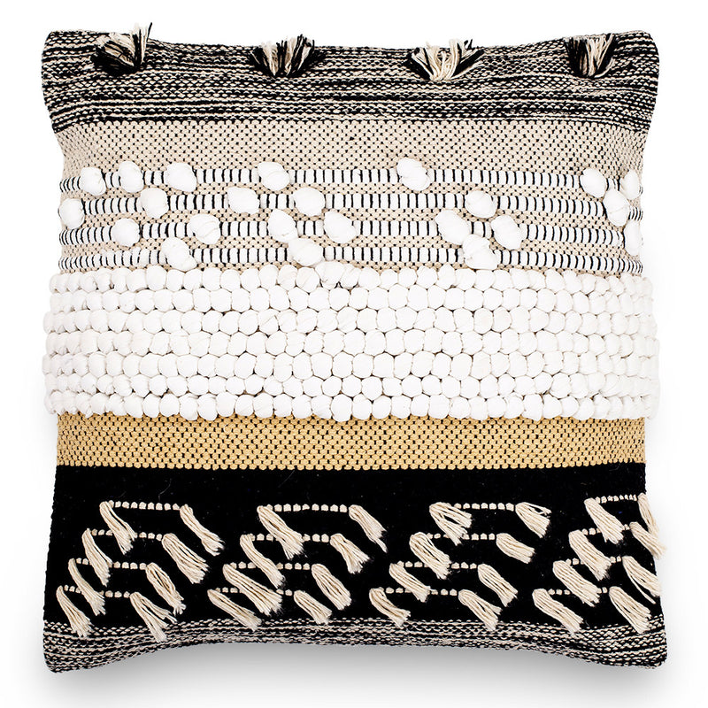 Almofada quadrada de algodão ao estilo Boho Bali, capa + enchimento - Clarissa