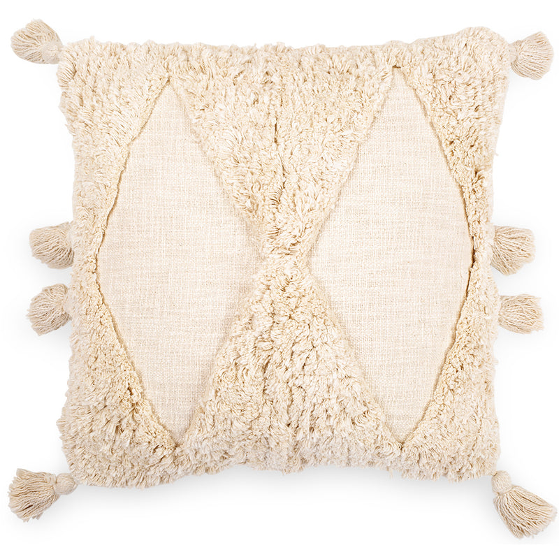 Coussin carré en coton de style bohème balinais, housse + rembourrage - Leano