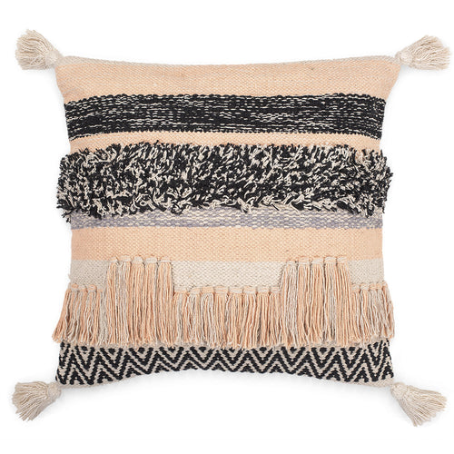 Almofada quadrada de algodão ao estilo Boho Bali, capa + enchimento - Amelia