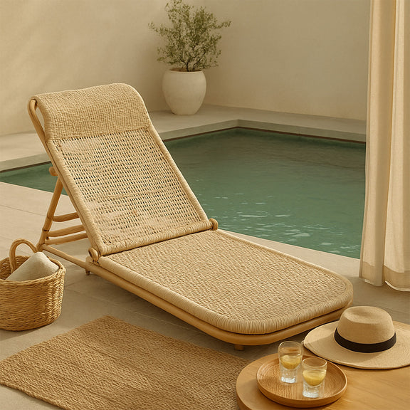 Sun Lounger Natural Rattan – Reclinable for Garden, Terrace & Beach – Chenai - gallery 14