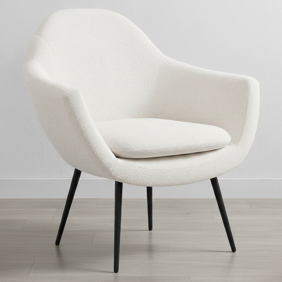 Armchair with Armrests - Upholstered in Boucle Fabric - Eila - gallery 13
