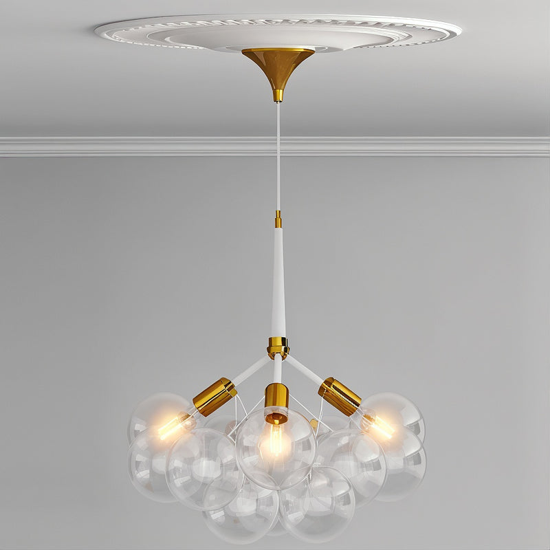Candeeiro suspenso, lustre globo de design moderno, 9 globos de vidro - Glaub