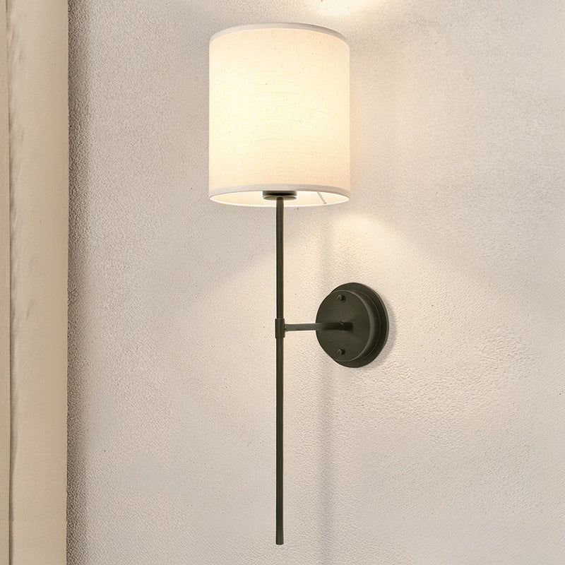 Lamp Wall Light - Black with Fabric Shade - Dena - gallery 11