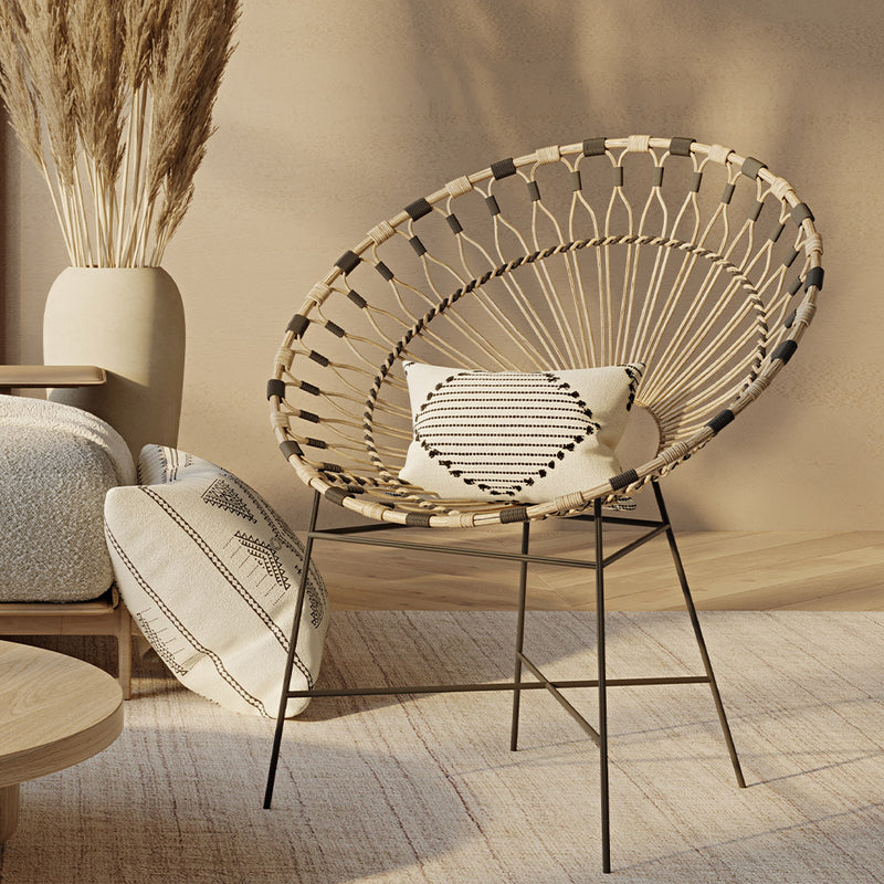 Cadeira de exterior redonda em rotim sintético - Design boho balinês - Elsa