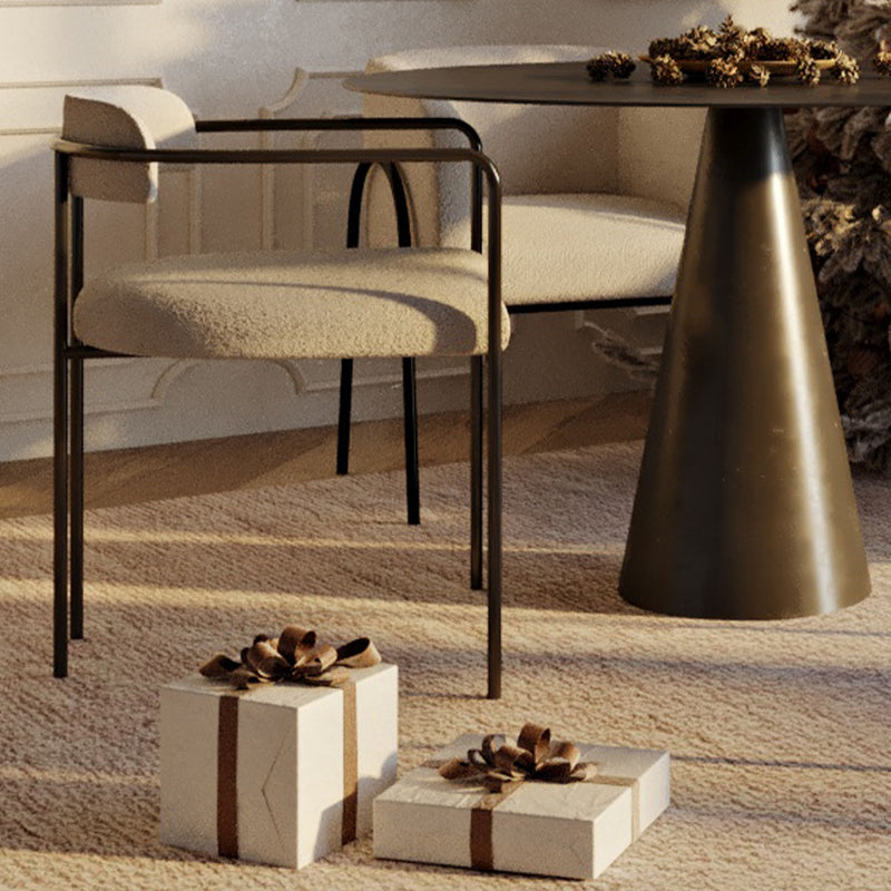 Silla de comedor tapizada - Bouclé blanco - Garne