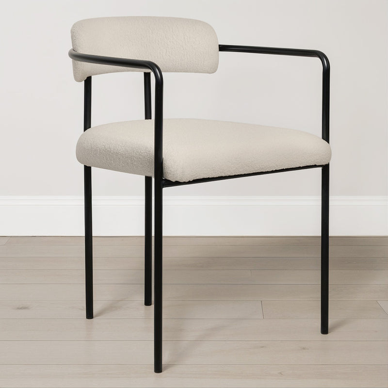 Silla de comedor tapizada - Bouclé blanco - Garne