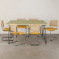 Conjunto de mesa de jantar Hairpin 150x90 e 6 cadeiras de rattan entrançado preto e veludo - Martha