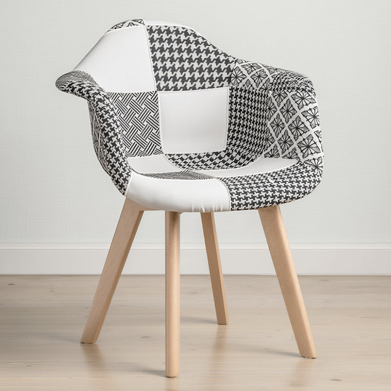 Cadeira de jantar Dominic de estilo escandinavo branca e preta - Patchwork