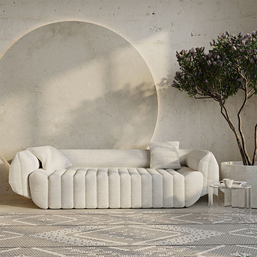 Bouclé Fabric Upholstered Sofa - 3/4 Seats - Caden