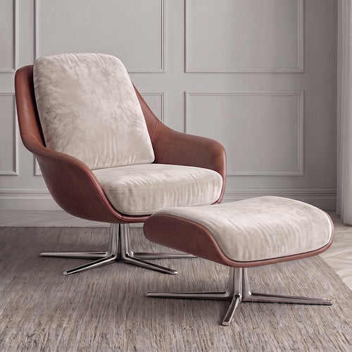 Contemporary Upholstered Design Armchair with Footrest - Asher