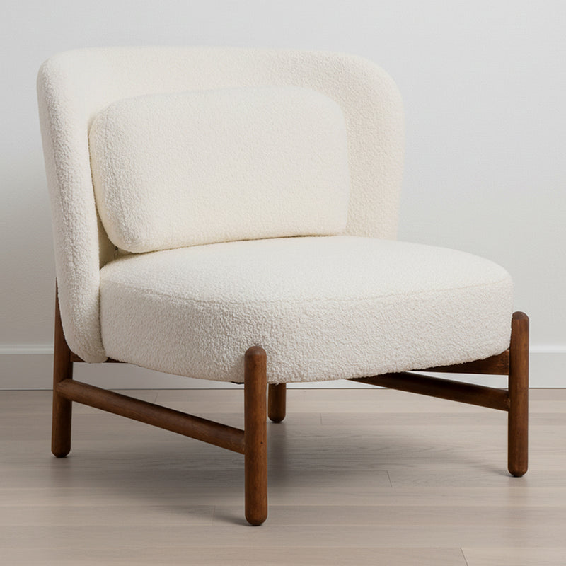 Bouclé Fabric and Wood Armchair - Brina