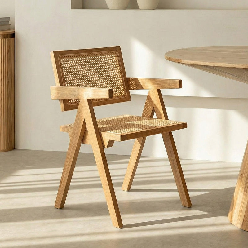 Dining Chair in Cane Rattan - with Armrests - Kane